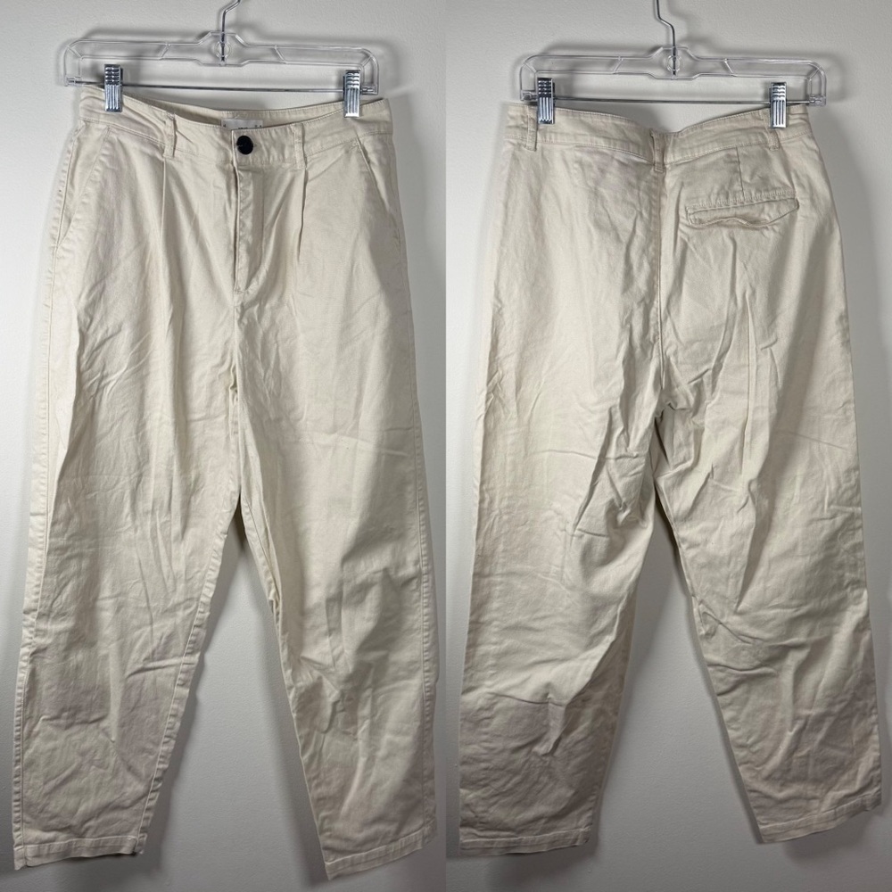 Mango MNG Ivory Tall Cotton Straight Leg Pants Size 6